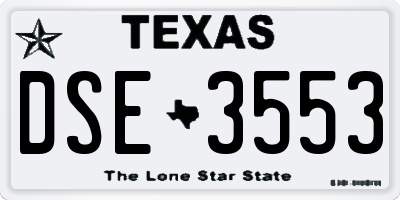 TX license plate DSE3553