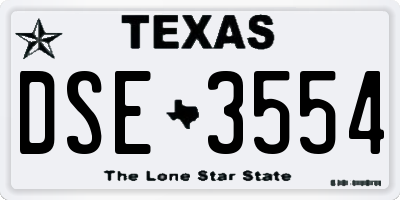 TX license plate DSE3554