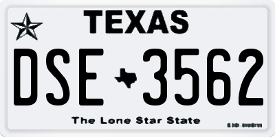 TX license plate DSE3562