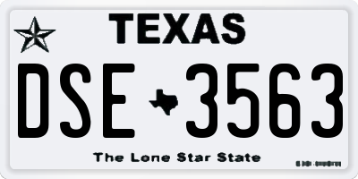 TX license plate DSE3563