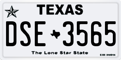 TX license plate DSE3565