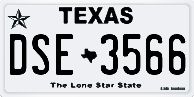 TX license plate DSE3566