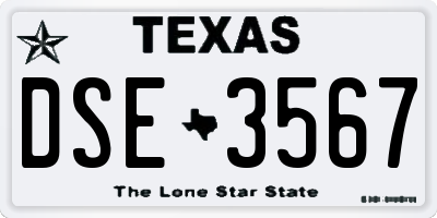 TX license plate DSE3567