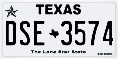 TX license plate DSE3574