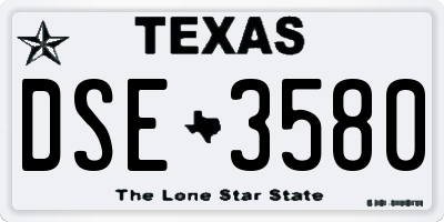 TX license plate DSE3580