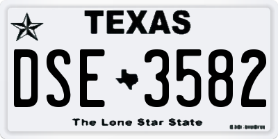 TX license plate DSE3582