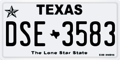TX license plate DSE3583