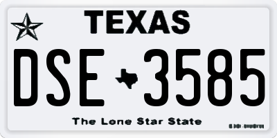 TX license plate DSE3585