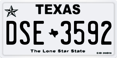 TX license plate DSE3592