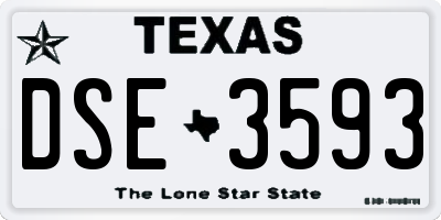 TX license plate DSE3593