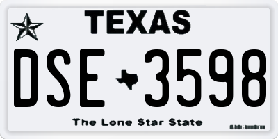 TX license plate DSE3598