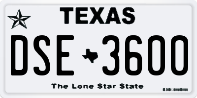 TX license plate DSE3600