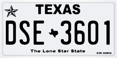 TX license plate DSE3601