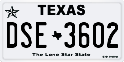 TX license plate DSE3602