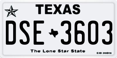 TX license plate DSE3603