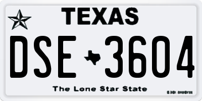 TX license plate DSE3604