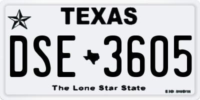 TX license plate DSE3605