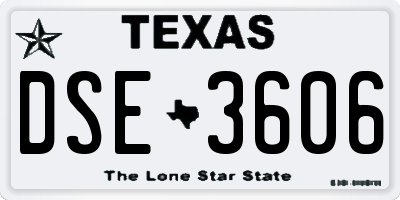 TX license plate DSE3606