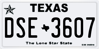 TX license plate DSE3607