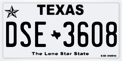 TX license plate DSE3608