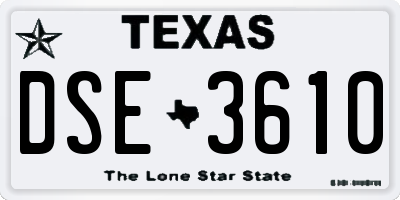 TX license plate DSE3610