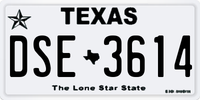 TX license plate DSE3614