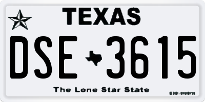 TX license plate DSE3615