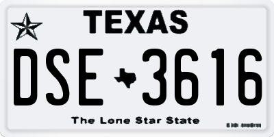 TX license plate DSE3616