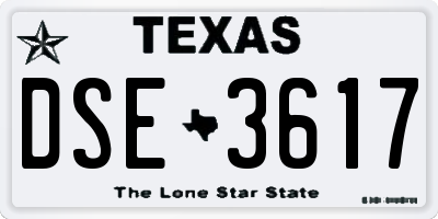 TX license plate DSE3617