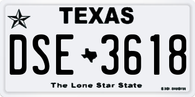 TX license plate DSE3618