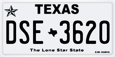 TX license plate DSE3620