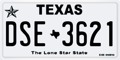 TX license plate DSE3621