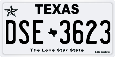 TX license plate DSE3623