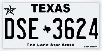 TX license plate DSE3624