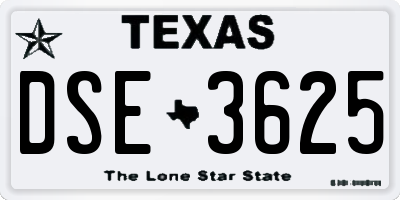 TX license plate DSE3625