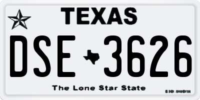 TX license plate DSE3626