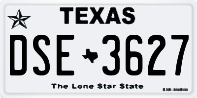 TX license plate DSE3627