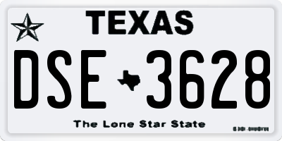 TX license plate DSE3628