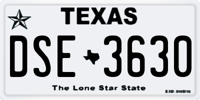 TX license plate DSE3630