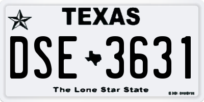 TX license plate DSE3631