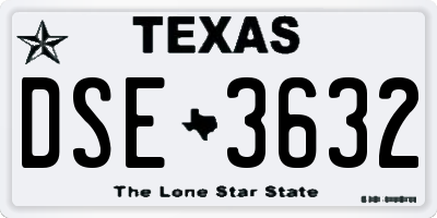 TX license plate DSE3632