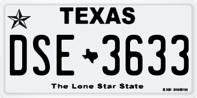 TX license plate DSE3633