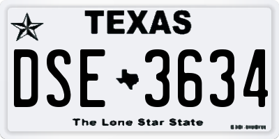 TX license plate DSE3634