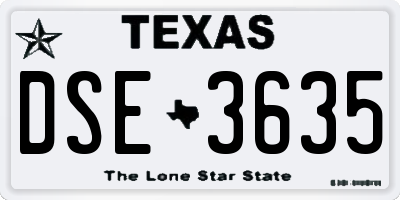 TX license plate DSE3635