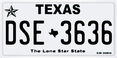 TX license plate DSE3636