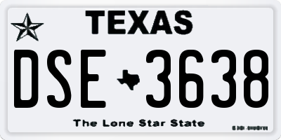 TX license plate DSE3638