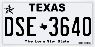 TX license plate DSE3640