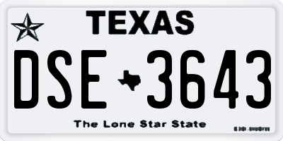 TX license plate DSE3643