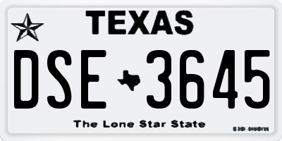 TX license plate DSE3645