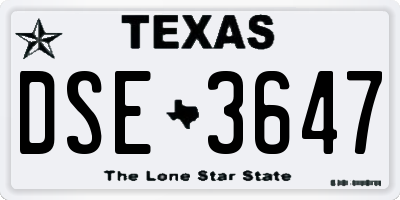 TX license plate DSE3647